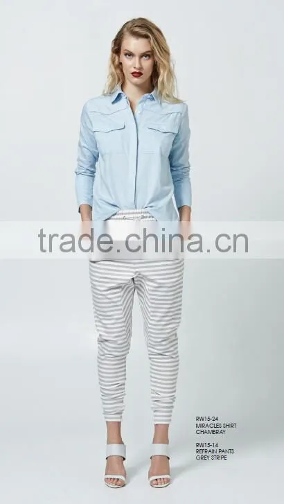 stripe print pants office pants casual pants
