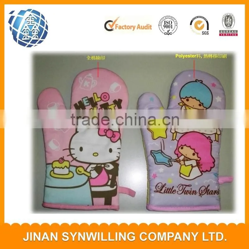 Cute Hello Kitty Lengthened Microwave Oven Gloves Mitts Cotton