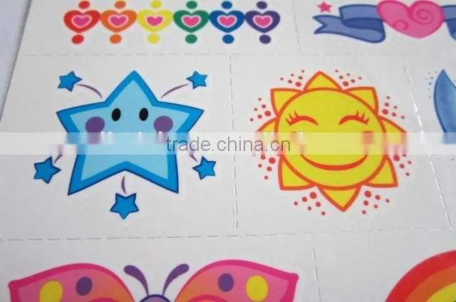 Custom cartoon water transfer temporary color tattoos for kids body art tattoos safe non-toxic color tattoo stickers factory