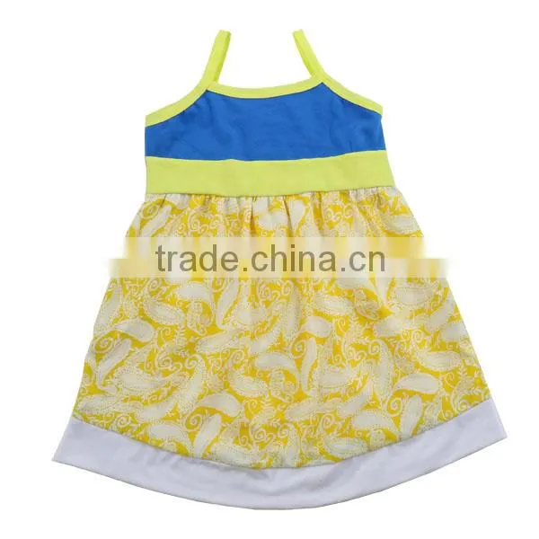 Kaiyo factory cheapest children's boutique clothing cute dress spaghetti strap dress print summer dresses