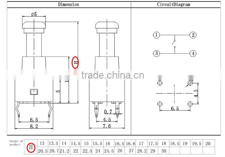 TSA06141-3020 4-direction & center-push tact switch
