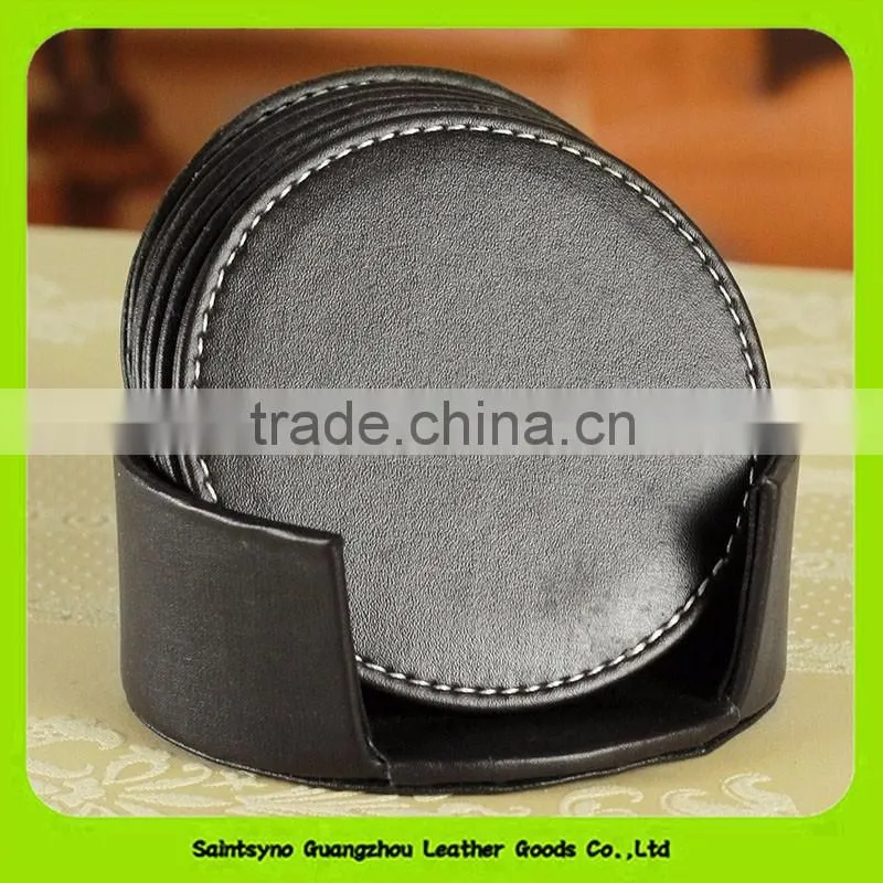 Promotion classical tableware personalized leather cup coasters 16031