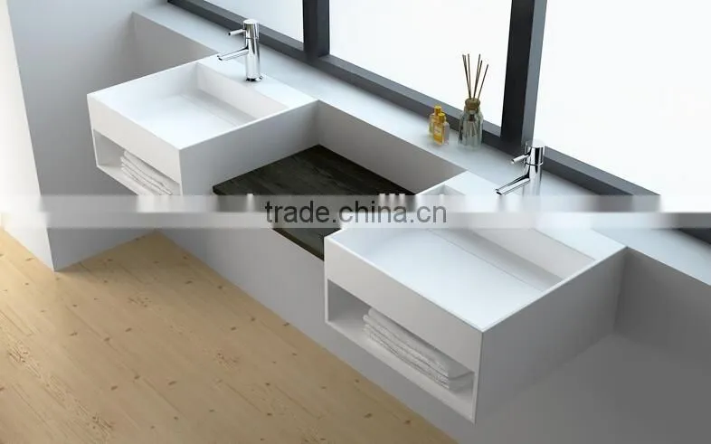 Pure Acrylic Solid Surface Wash Basins,artificial stone resin basin ,Wall mounted acrylic solid surface basin