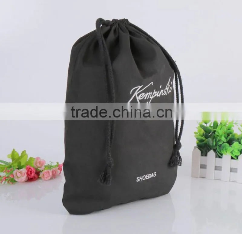 Shoe Bag black cotton drawstring bag