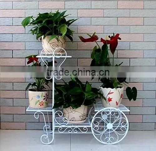 Garbagemall Wrought Iron Flower Basket Hanging Multilayer Landing Flower Shelf Living Room Balcony Plant Stands