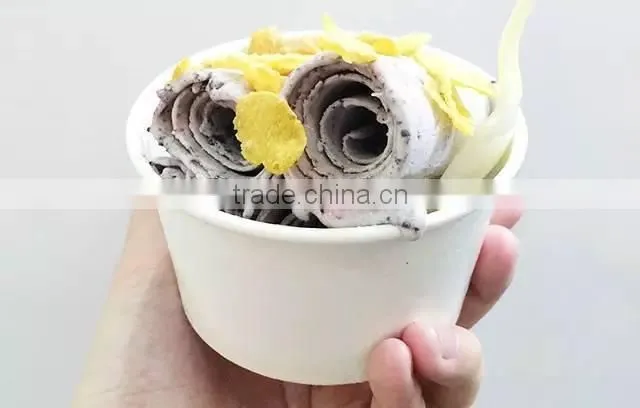 double flat round pan ice-cream fryer with double cooling system