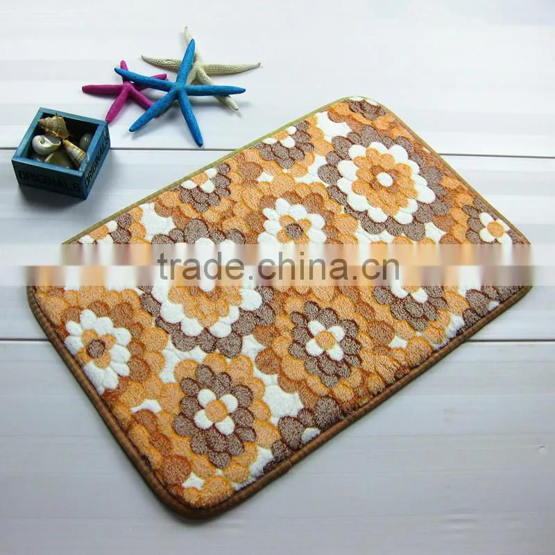 flower pattern coral velvet anti-slip rugs water absorb mat
