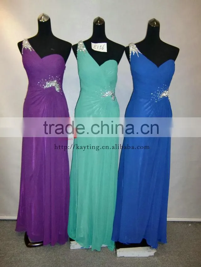 Gorgeous UK fashion one shoulder wedding prom dress red chiffon sexy expensive evening dresses