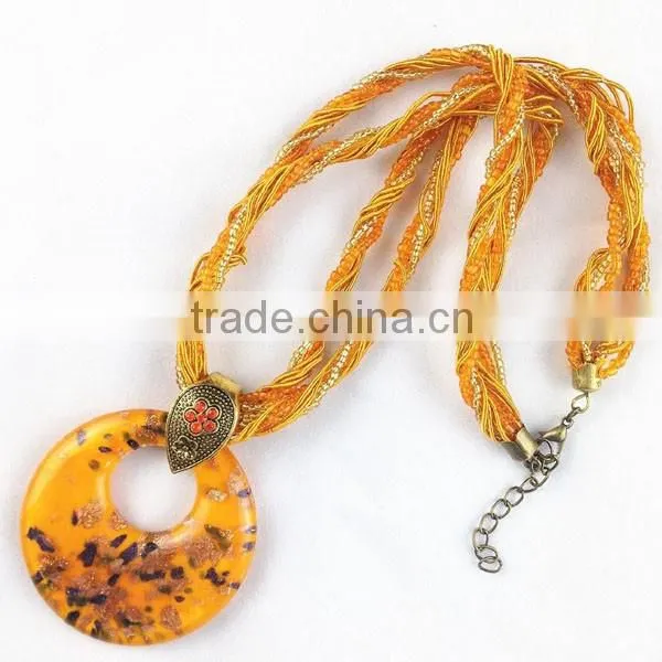 Bohemian Style Round Glass Pendant Necklace