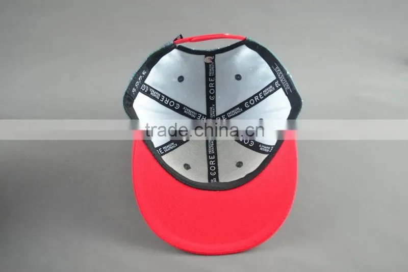 Custom 100% cotton twill 6-panel hats snapback cap with 3D embroidery