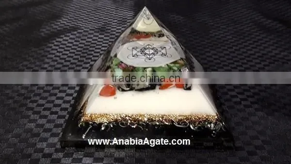 Red Colour Orgone Pyramid With Silver Pearl,s : Wholesale Orgone pyramid