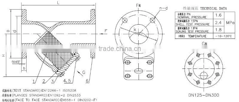 DN32~DN300 Ductile Iron Flanged Y Type Strainer
