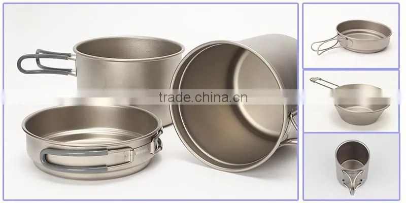 100% Titanium Cookware Kitchen Set with Titanium Mug and Titanium Pan