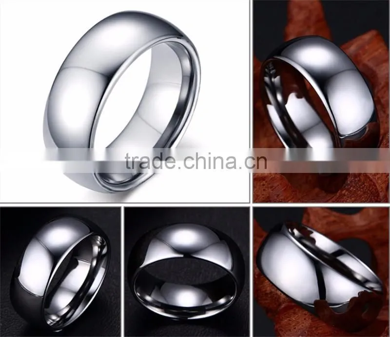 Men shinny silver blank tungsten ring