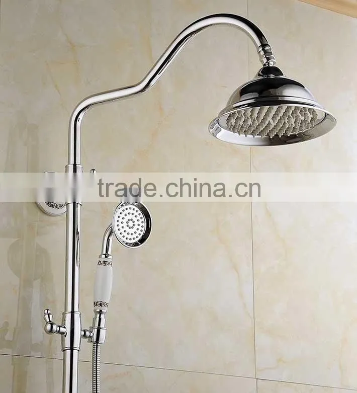 2015 New arrival Luxury Wall Mounted Big round Bath Hidden Shower faucet Set with ceramic hand shower & base
