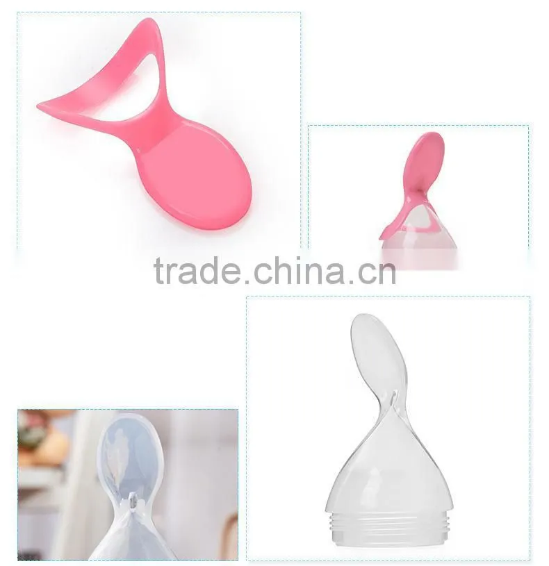90ml Food Grade Soft Silicone Baby Rice Cereal Spoon Feeding Bottle Squeezing Pacifier