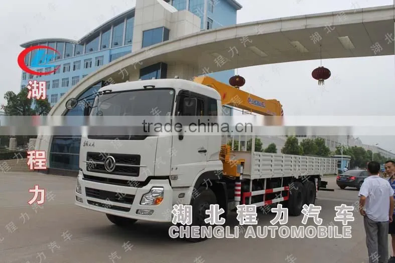 Dongfeng brand TL 6*4 10 ton cargo crane truck, truck mounted crane, hydraulic boom truck crane