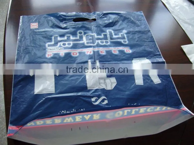 Colorful printed LDPE die cut handle plastic bags