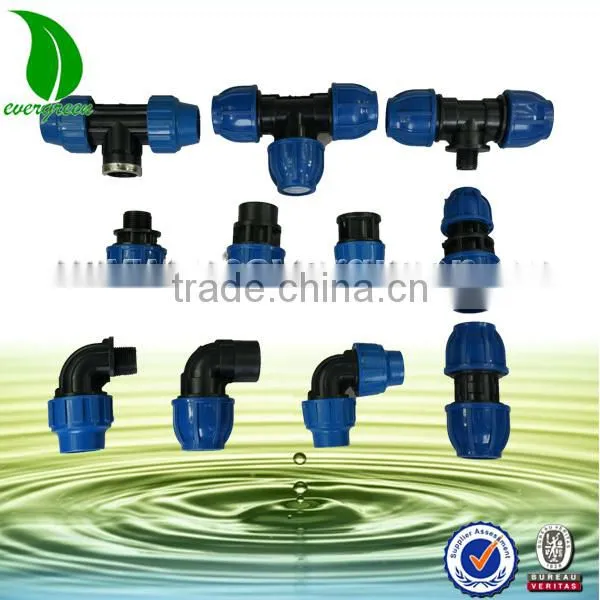 PP compression fitting flanged connector
