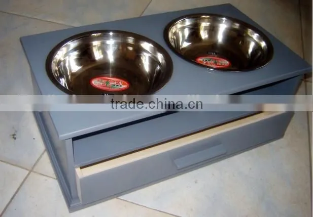 pet bowl with stainless steel bowl, pet bowl with stand, drawer