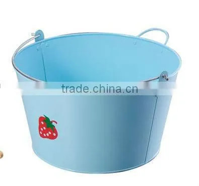Blue Round Galvanized Steel & Power Coating Beverage/beer Ice Bucket With Handle