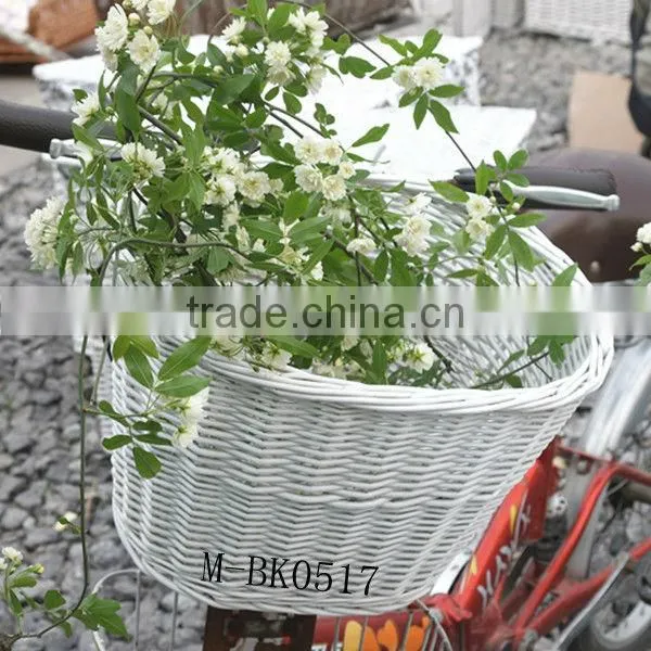 Beautiful white wicker bicycle basket & bicycle accessory (Direct supplier)