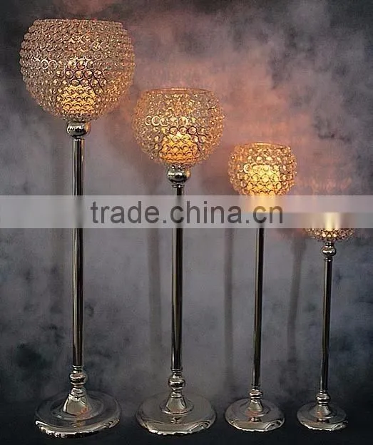 gold plated crystal ball wedding candle holder