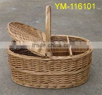 popular new cheap rectangular willow picnic basket with foldable with liners