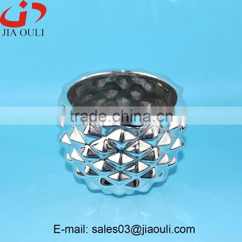 MINI pineapple shape silver plating ceramic pot, planters pots