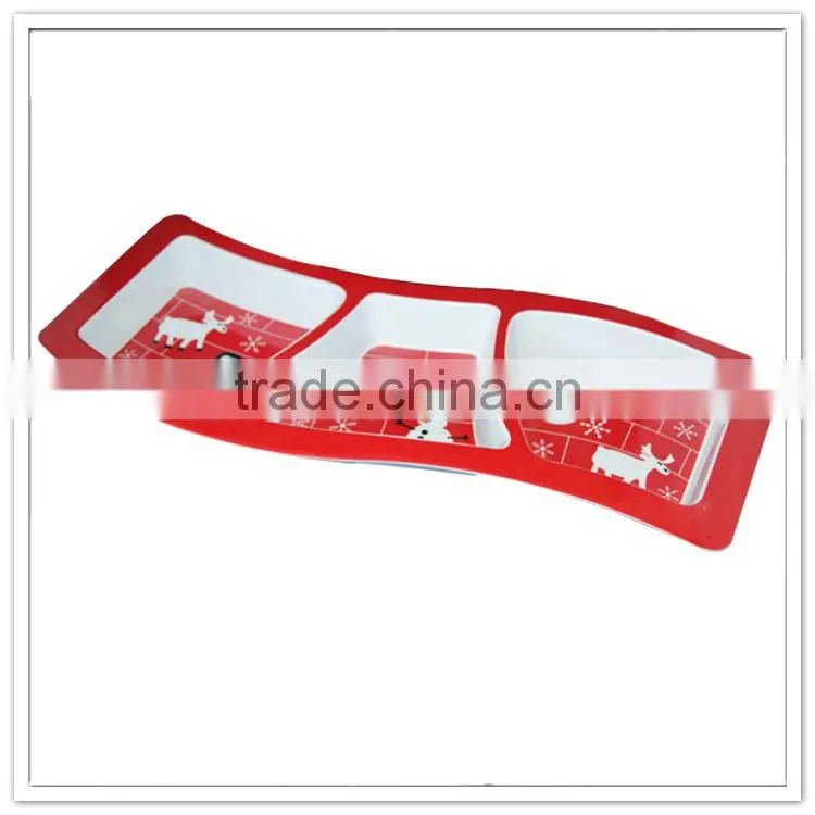 Snowman Wavy rectangular dishes square melamine porcelain-like christmas decorative plates