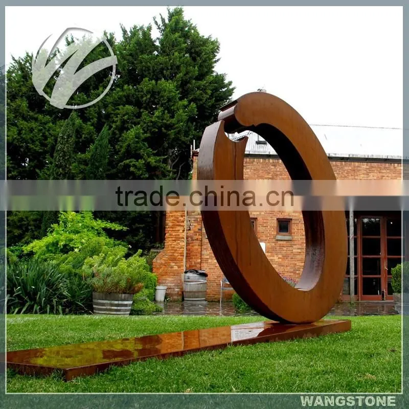 Abstract Ring Shaped Decorative Corten Steel Garden Statue