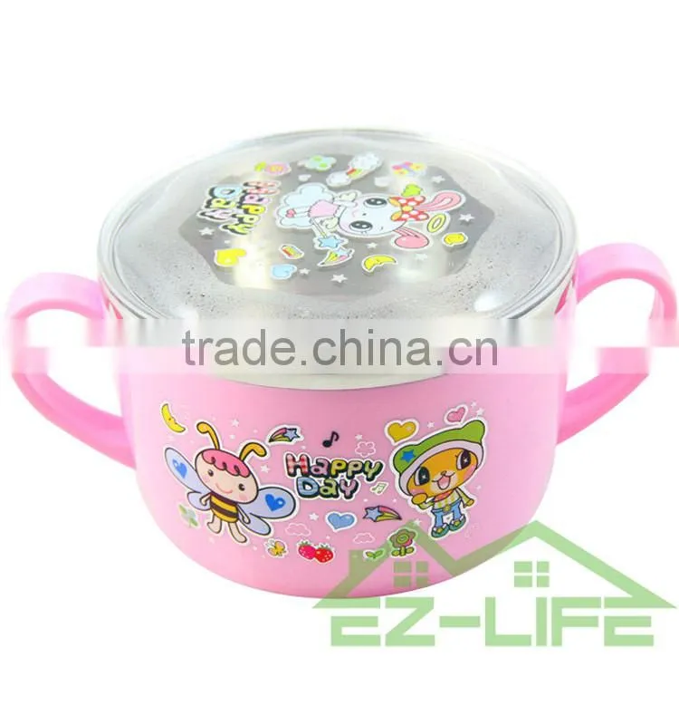 shockproof stainless steel baby feeding bowls soup bowl spoon and fork baby tableware set