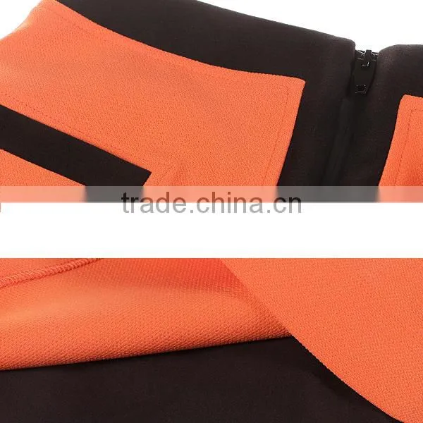 latest design front zipper design A-line office uniform skirts 2015 high quality ladies short skirt