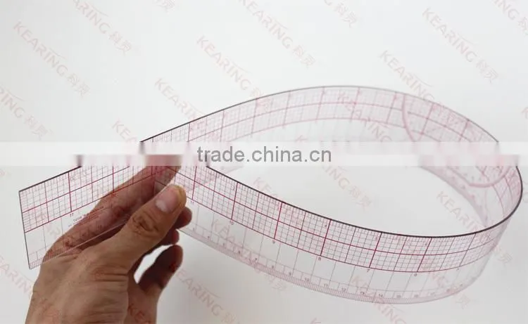 Kearing inch & metric scale 2'' * 24'' & 60cm PVC Quilting Straight Grading Ruler for Sewing Plastic Rulers# 8097