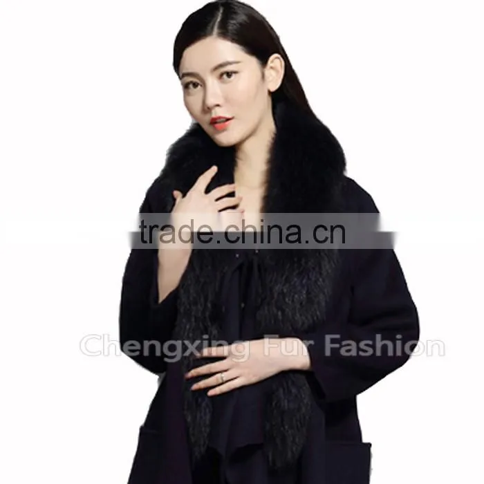 COLLAR-R3D Ladies Fashionable Genuine Raccoon Big Fur Collar