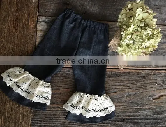 soft textile baby icing ruffle pants and wholesale children denim pants and eco-friendly baby bloomers wear