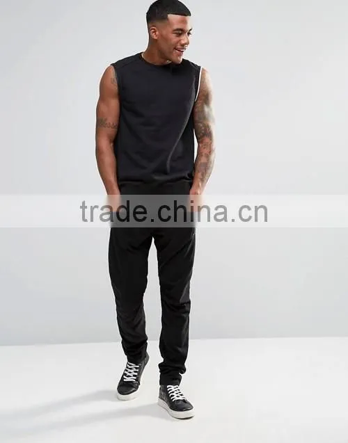 2016 Summer 100% cotton french terry zip cuffs sleeveless men sweatshirt wholesale custom