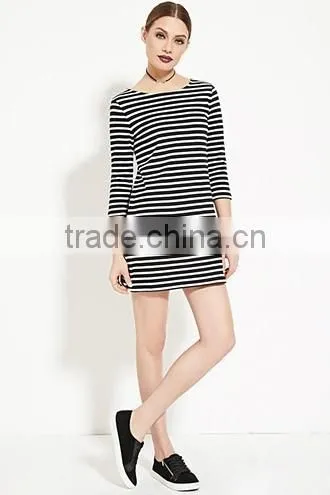 Classic stripes straight 7 minutes of sleeve dress