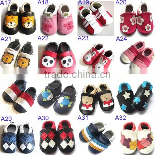 wholesale 2014 shenzhen factory soft sole leather baby shoes