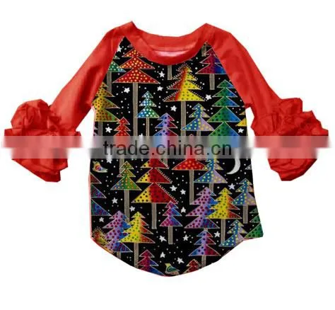 new wholesale kids clothing baby girls long sleeve deer raglan shirt toddler girls tee shirt for christmas