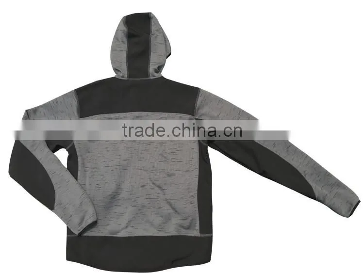Autumn softshell hooded outdoor mens travel knitted jacket