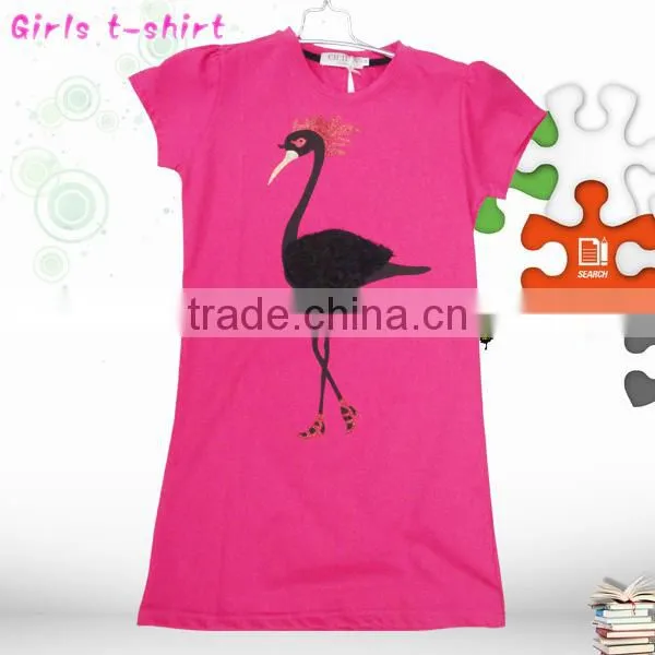 2014 summer design girl's long designed t-shirt for young girls