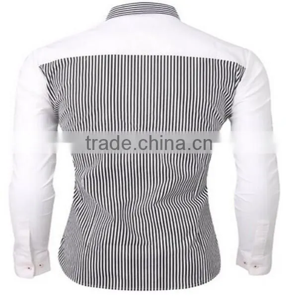 2016 new wholesale Stylish Vertical Stripes Long Sleeve Button Down custom mens casual dress shirts
