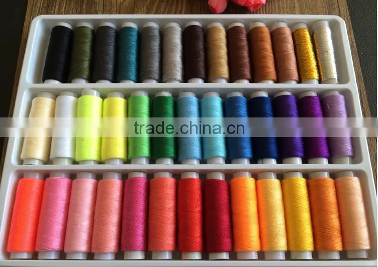 5pcs plastic tube of colorful polyester thread blister on card