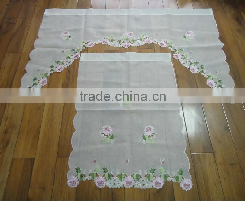Christmas Fabric White Kitchen Curtain Sets