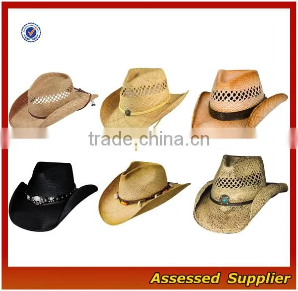 SCB001/ High quality raffia straw cowboy hat