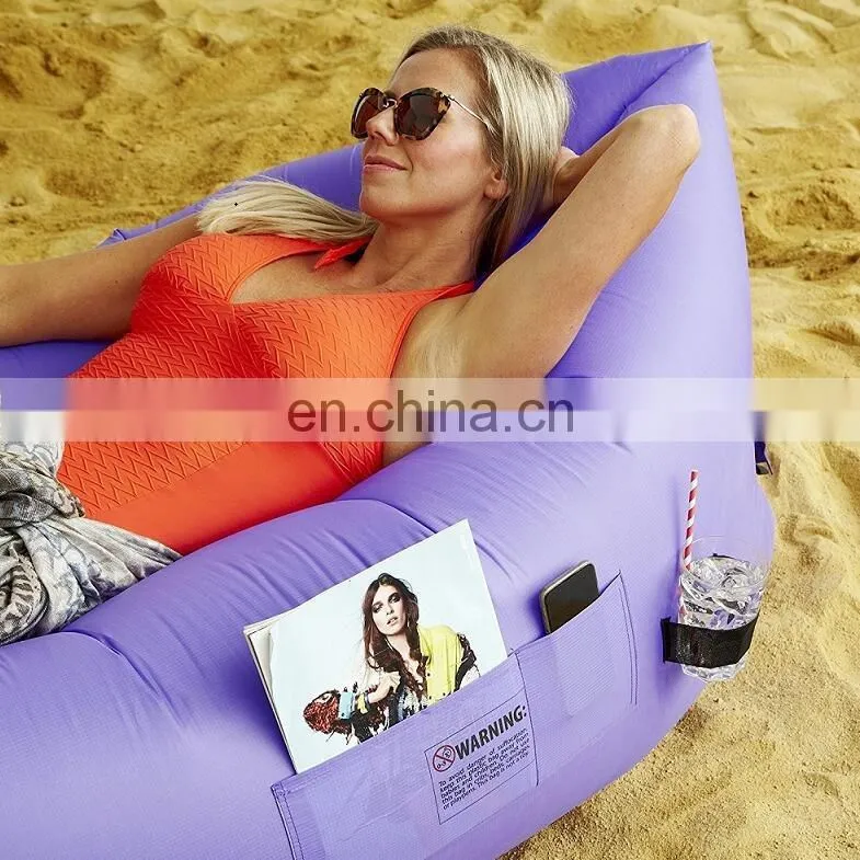 Fast Inflatable Portable Outdoor or Indoor Lazy Bed for Camping, Beach, Park, Backyard