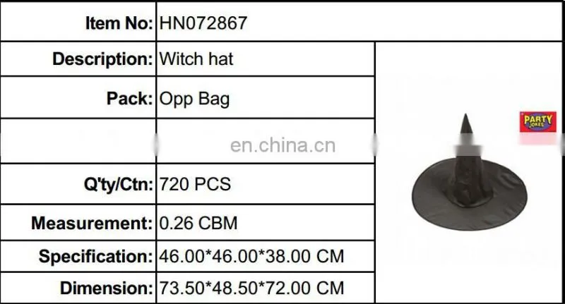 China high quality decorated halloween mini witches hats black halloween hat cap