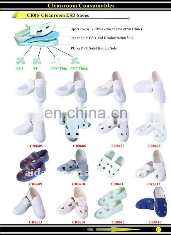4 holes,PVC/pu sole,ESD leather shoes
