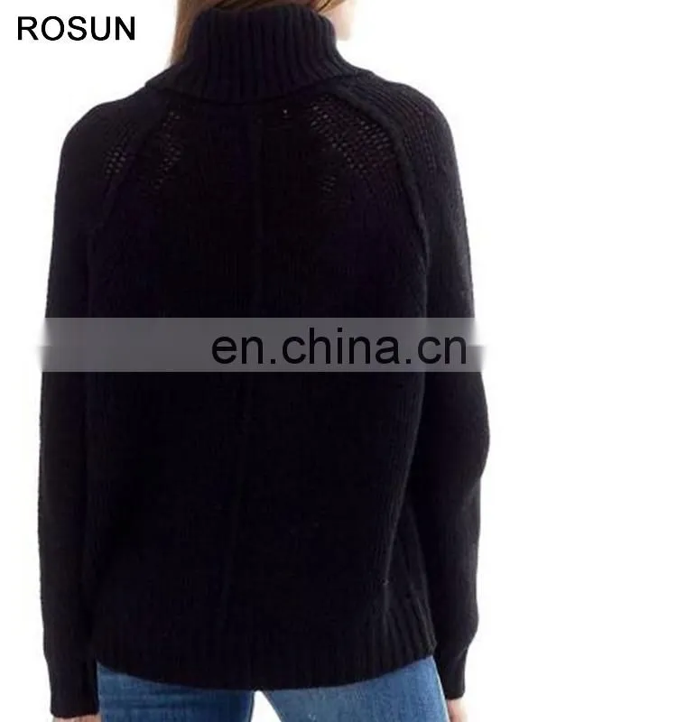 Top selling turtleneck no pattern 100% cashmere sweater for women in the style of retro